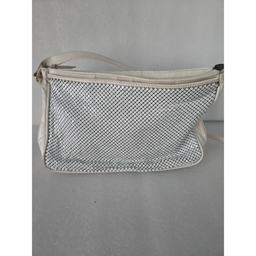 VintageWhite Metal‎ Mesh Bag 80's Evening Purse Gold Logo